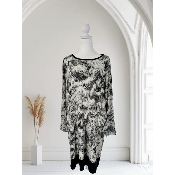 Michael Kors Abstract Graphite Border Dress NWT Size 1X - Picture 1 of 6